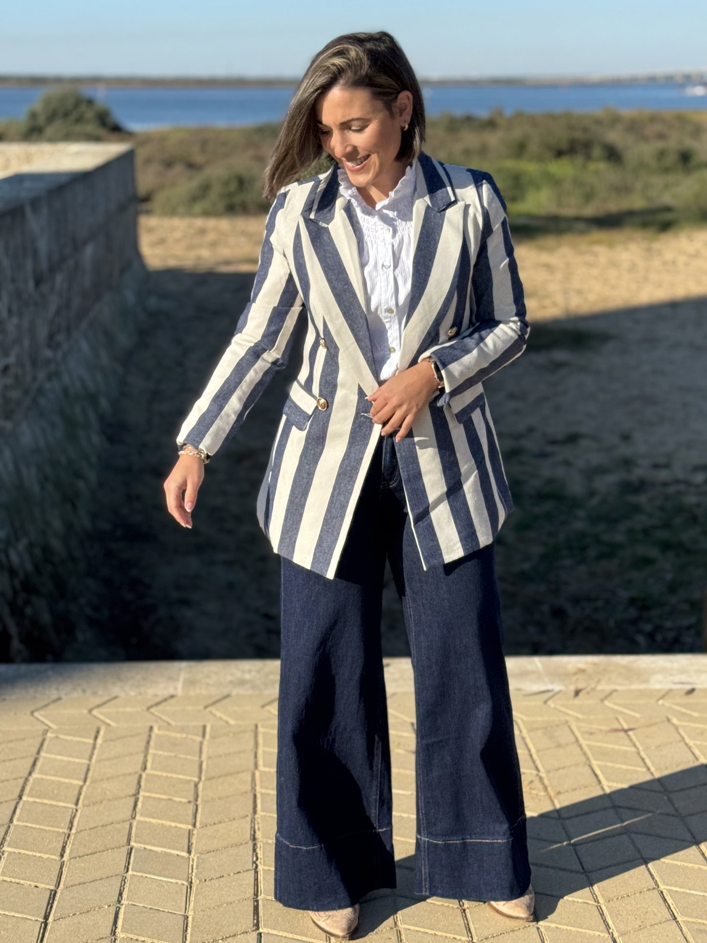 Chaqueta Americana Entallada Abotonada Mujer